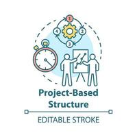 icona del concetto di struttura di base del progetto. formazione aziendale, presentazione aziendale. illustrazione della linea sottile dell'idea del processo di flusso di lavoro. gestione del progetto. disegno vettoriale isolato profilo. tratto modificabile