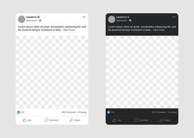 post di facebook mock up. interfaccia utente della sequenza temporale di facebook a scopo pubblicitario. vettore