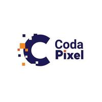 logo minimalista della lettera c. c lettera pixel mark digitale 8 bit vettore
