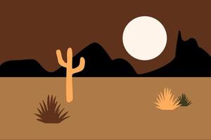 deserto di cactus astratto. illustrazione piatta vettoriale a colori