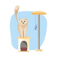 gatto, la sua casa e gli elementi dell'icona del topo vettore