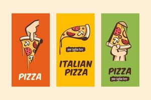 illustrazione vettoriale di pizza. logo della pizza italiana. in stile cartone animato.