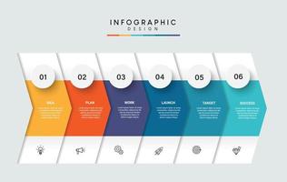 progettazione del modello di infografica del processo di timeline di affari di passaggi con le icone vettore