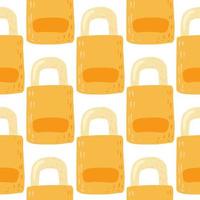 motivo senza cuciture per la privacy con dettagli di sicurezza, sagome di porte con serratura. ornamento semplice arancione su sfondo bianco. vettore