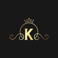 k alfabeto logo oro design vettore