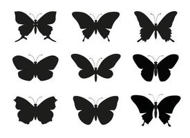 impostare le ali di farfalla. illustrazione vettoriale e icone di contorno.