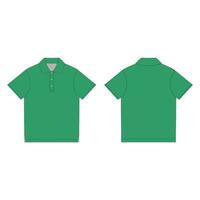 modello di design t-shirt polo verde. polo unisex con disegno tecnico davanti e dietro. vettore