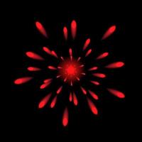 fuochi d'artificio realistici rossi. isolato su sfondo nero. illustrazione vettoriale. vettore