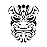 tatuaggio del viso in stile polinesiano. maschera maori. modelli tribali hawaiani. isolato. illustrazione vettoriale. vettore