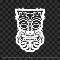 totem a forma di viso fatto di motivi. il contorno del viso o della maschera di un guerriero. modelli polinesiani, hawaiani o maori. per t-shirt, stampe e tatuaggi. illustrazione vettoriale. vettore