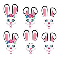 set di maschere di coniglietti felici vettore