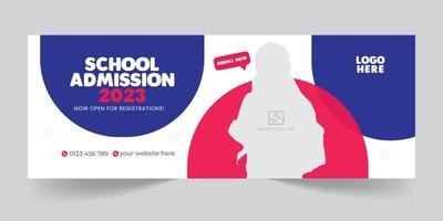 design di banner web promozionali per l'ammissione alla scuola, copertina dei social media per l'istruzione o download di banner pubblicitari design layout pro vettore