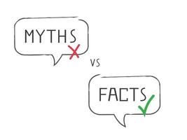icona infografica linea miti vs fatti. fumetto di verità o finzione isolato su priorità bassa bianca. vettore