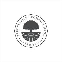 Banyan Tree logo vintage illustrazione vettoriale modello icona design con concetto di badge tipografia in stile retrò