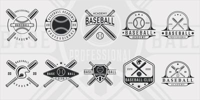 set di baseball logo vintage illustrazione vettoriale modello icona graphic design. raccolta in bundle di vari segni o simboli sportivi per business club con badge retrò e tipografia