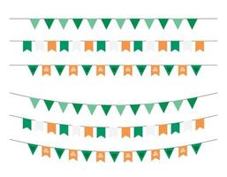 bandiere del partito di san patrizio isolate. set vettoriale di festoni e ghirlande tradizionali di san patrizio. collezione di decorazioni irlandesi festive