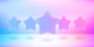 cinque stelle che valutano l'illustrazione vettoriale 3d con effetto olografico