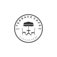 Terrace Cafe emblema logo vintage illustrazione vettoriale modello design