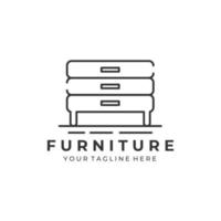 linea di mobili arte minimalista emblema icona logo illustrazione vettoriale modello design. lampada, logo sedia