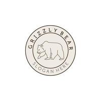 disegno del modello vettoriale dell'illustrazione del logo dell'emblema della linea dell'orso grizzly