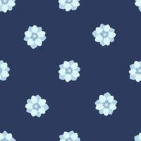 modello senza cuciture in stile minimalista con stampa di fiori di anemone azzurro. sfondo blu scuro. vettore
