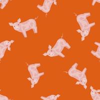 modello senza cuciture di maiale. animali domestici su sfondo colorato. illustrazione vettoriale per il tessile.