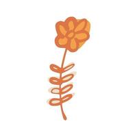 fiore isolato su sfondo bianco. schizzo botanico astratto colore giallo e arancione disegnato a mano in stile doodle. vettore
