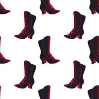 modello senza cuciture isolato con forme di stivali da donna di colore nero e rosso. sfondo bianco. vettore