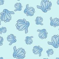 senza cuciture decorativo con ornamento di fiori di magnolia blu casuale. sfondo pastello. vettore