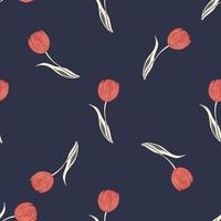 motivo geometrico senza cuciture con elementi di fiori di tulipano doodle. vettore