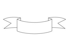 nastro bianco e nero in bianco di vettore per la decorazione di feste. illustrazione di banner contorno curvo per carta, invito, design. cartello informativo o nastro piegato isolato su sfondo bianco.