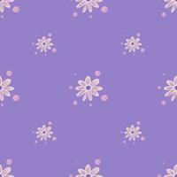 motivo floreale minimalista senza cuciture con ornamento di piccoli fiori di camomilla rosa. sfondo viola chiaro. vettore
