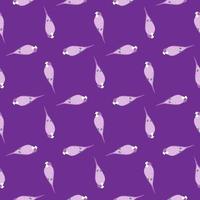 modello senza cuciture astratto geometrico con stampa doodle pappagallo. sfondo viola. sfondo dello zoo. vettore