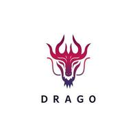 illustrazione del logo del drago, semplice stile sfumato vettore