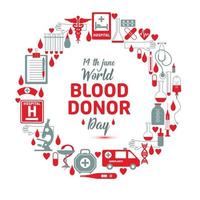 illustrazione vettoriale del concetto di donazione di sangue per la giornata mondiale dei donatori di sangue-14 giugno.