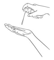 donna disinfettante per le mani a spruzzo per le mani, un'illustrazione vettoriale di disegno a linea continua