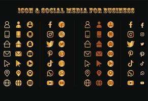 icona d'oro e social media per le imprese vettore