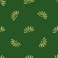 modello doodle senza cuciture minimalista disegnato a mano con ornamento di fiori a margherita in stile semplice. sfondo verde. vettore