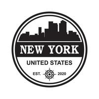 vettore della siluetta dell'orizzonte di new york, logo dell'america