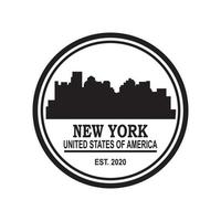 vettore della siluetta dell'orizzonte di new york, logo del grattacielo