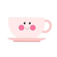 illustrazione di una tazza rosa con un viso carino vettore