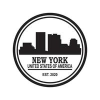 vettore della siluetta dell'orizzonte di new york, logo del grattacielo