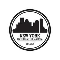 vettore della siluetta dell'orizzonte di new york, logo del grattacielo