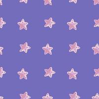 stella di mare senza cuciture su sfondo viola. modelli di stelle marine marine per tessuto. vettore