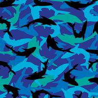 Modello di squalo sovrapposto su sfondo blu vettore