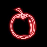 insegna rossa della mela al neon. icona della mela al neon. illustrazione vettoriale