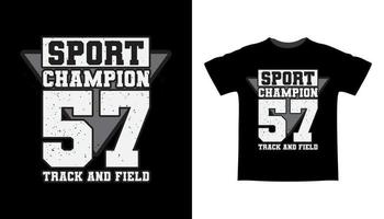 design della t-shirt tipografica del campione dello sport cinquantasettesimo vettore