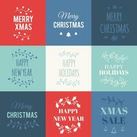 Cartoline di Natale impostate con tipografia vettore