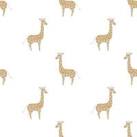Africa seamless con sagome di giraffa doodle beige. sfondo bianco. design semplice. vettore