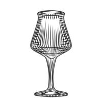 bicchiere di vino isolato su sfondo bianco. bicchiere di grappa. incisione in stile vintage. vettore